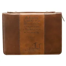 Medium John 3:16 (Brown/Tan) Two-tone LuxLeather Bible Cover