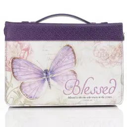 Medium Purple Botanic Butterfly Blessings Bible Cover: Blessed Jeremiah 17:7