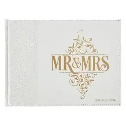 Guest Book White/Gold Mr. & Mrs. Our Wedding