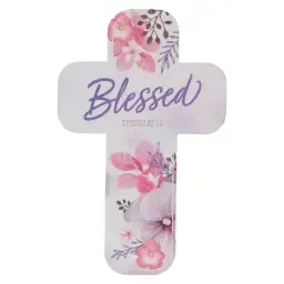 Purple Floral Blessed Eph. 1:3 (Pack Of 12) Cross Bookmarks