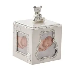 Bambino Silver Plated Bear Photo Frame Box