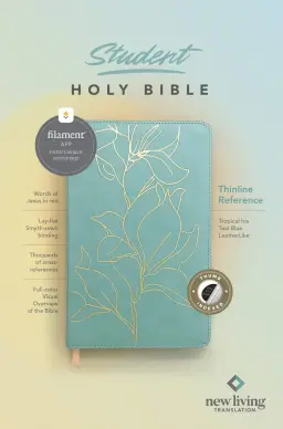 NLT Student Bible, Thinline Reference, Filament Enabled (LeatherLike, Tropical Iris Teal Blue, Indexed, Red Letter)