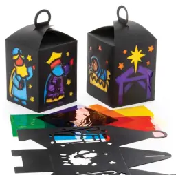 Nativity Stained Glass Lantern Kits (Pack of 4)