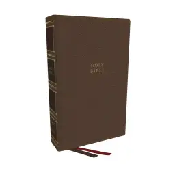 NKJV, Compact Center-Column Reference Bible, Brown Leathersoft, Red Letter, Comfort Print