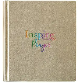 Inspire PRAYER Bible NLT, Hardback Leatherlike, Metallic Champagne Gold, Wide Margins, Illustrated, Journaling, Colour Page Edges