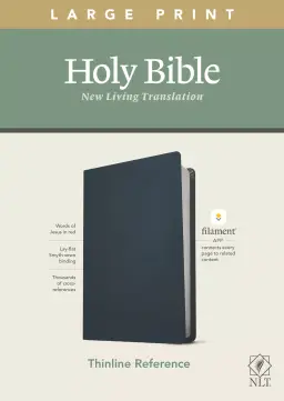 NLT Large Print Thinline Reference Bible, Filament Enabled (Genuine Leather, Navy Blue, Red Letter)