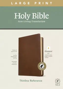 NLT Large Print Thinline Reference Bible, Filament Enabled (LeatherLike, Rustic Brown, Indexed, Red Letter)