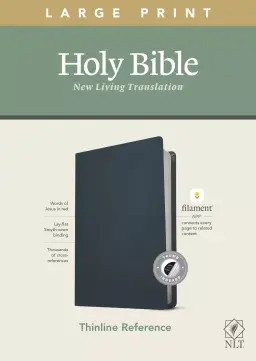 NLT Large Print Thinline Reference Bible, Filament Enabled (Genuine Leather, Navy Blue, Indexed, Red Letter)