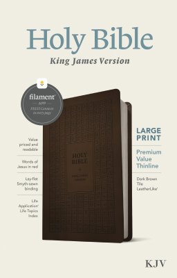 KJV Large Print Premium Value Thinline Bible, Filament Enabled (LeatherLike, Dark Brown Tile, Red Letter)