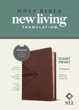 NLT Compact Giant Print Bible, Filament Enabled (LeatherLike, Mahogany Celtic Cross, Red Letter)