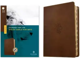 NLT Courage For Life Study Bible for Men, Filament Enabled (LeatherLike, Rustic Brown Lion, Indexed)