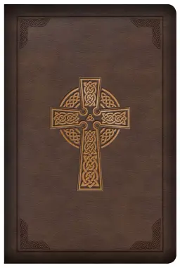 KJV Large Print Compact Reference Bible, Celtic Cross Brown LeatherTouch