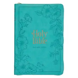 KJV Bible Thinline LP Faux Leather, Teal w/zipper