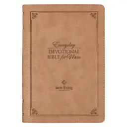 Devotional Bible NLT for Men Faux Leather, Tan