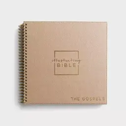 NIV Illustrating Bible The Gospels, Beige, Imitation Leather, Journaling, Spiralbound, Single Column, Wide Margin, Gift, Lay Flat Design, Thick Paper