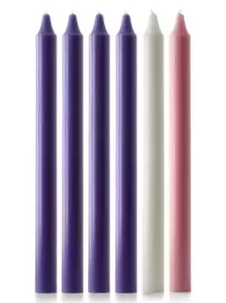 Purple, White and Pink Advent Candle Set (15" x 1 1/8")