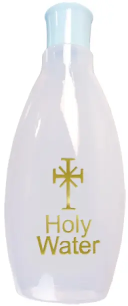 Gold Blocked Holy Water Bottle with Cross (290ml) - Single