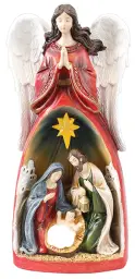 9" Resin Holy Family & Angel Nativity Set