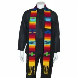 Guatemalan Handwoven Rainbow Yellow Stole