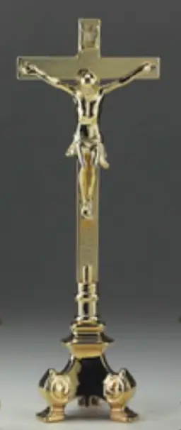 17 1/2 Inch Brass Standing Crucifix