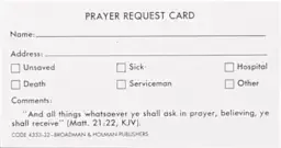 Prayer Request Card (Package of 100)