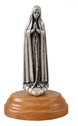 Fatima Metal Statue with Pear Wood Base