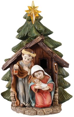 8" Colour Holy Family Resin Nativity Set