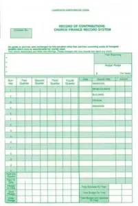 Record of Contributions - Church Finance Record System (Package of 100)