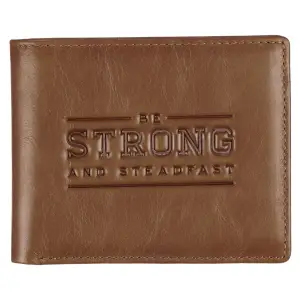 Wallet Leather Tan Be Strong and Steadfast Deut. 31:6