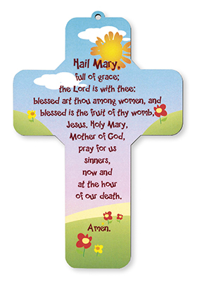 7 1/4" Hail Mary Prayer Wood Cross