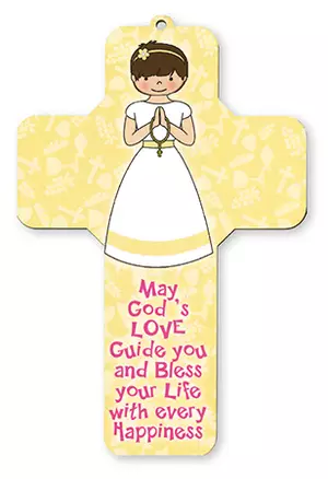 Communion Girl Wood Cross 7 inch