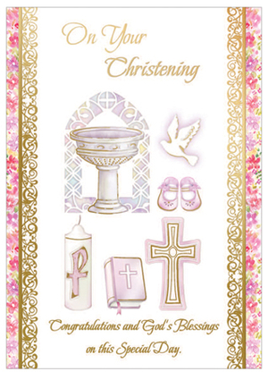 Christening Of Your Baby Girl - Single Card with Insert