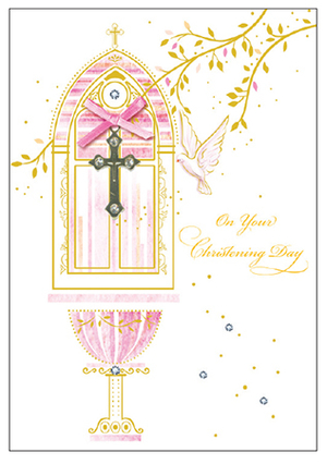 Girl's On Your Christening Day - Single Card