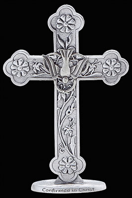 4 1/2" Confirmation Standing Pewter Cross