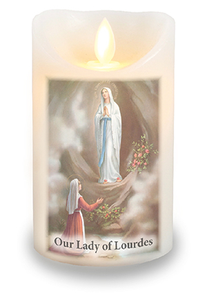 Lady Of Lourdes LED Scented Wax Candle with Timer