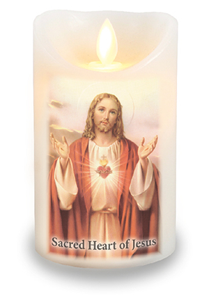 Sacred Heart LED Scented Wax Candle with Timer