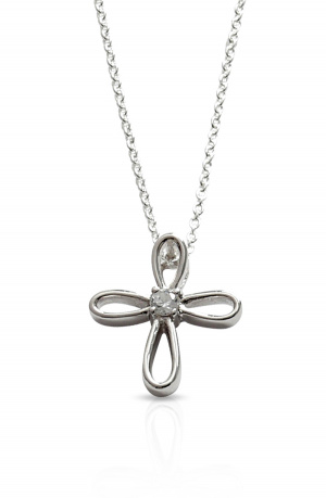 Silver Loop Cross Pendant with CZ Centre