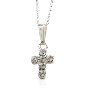 Small crystal hot sale cross necklace