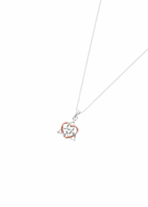 Sterling Silver Two-tone Heart and Trinity Knot Pendant