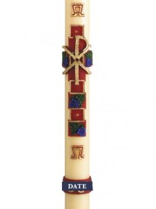 30" x 2" Paschal Candle with Cross with Grapes Design Wax Relief