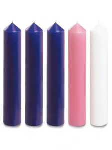 18" x 2" Advent Candle Set - Purple, Pink & White (Over Dipped)