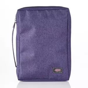 Medium Jesus Fish, Purple Canvas Bible Cover