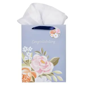 Gift Bag LG Portrait Blue Floral Congratulations