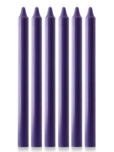 15" x 1 1/8" Advent Candle Set - Purple - Pack of 6 (Over-Dipped)