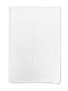 New 14" x 14" Lavabo Towel - White Cross Design