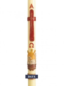 30" x 3" Paschal Candle with Lamb & Sun Design Wax Relief