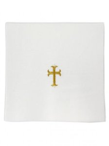 NEW 7" x 7" Chalice Pall - Linen - Gold Cross Design