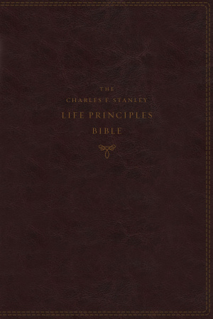 The NKJV, Charles F. Stanley Life Principles Bible, 2nd Edition, Leathersoft, Burgundy, Thumb Indexed, Comfort Print