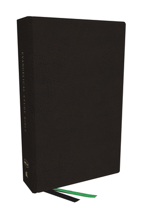 Evangelical Study Bible: Christ-centered. Faith-building. Mission-focused. (NKJV, Black Bonded Leather, Red Letter, Thumb Indexed, Large Comfort Print)