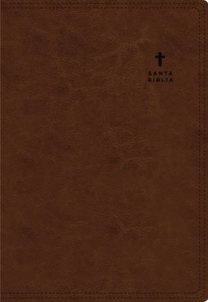 RVR60, Santa Biblia, Serie 50, Letra grande, Tamaño manual, Leathersoft, Café, Comfort Print